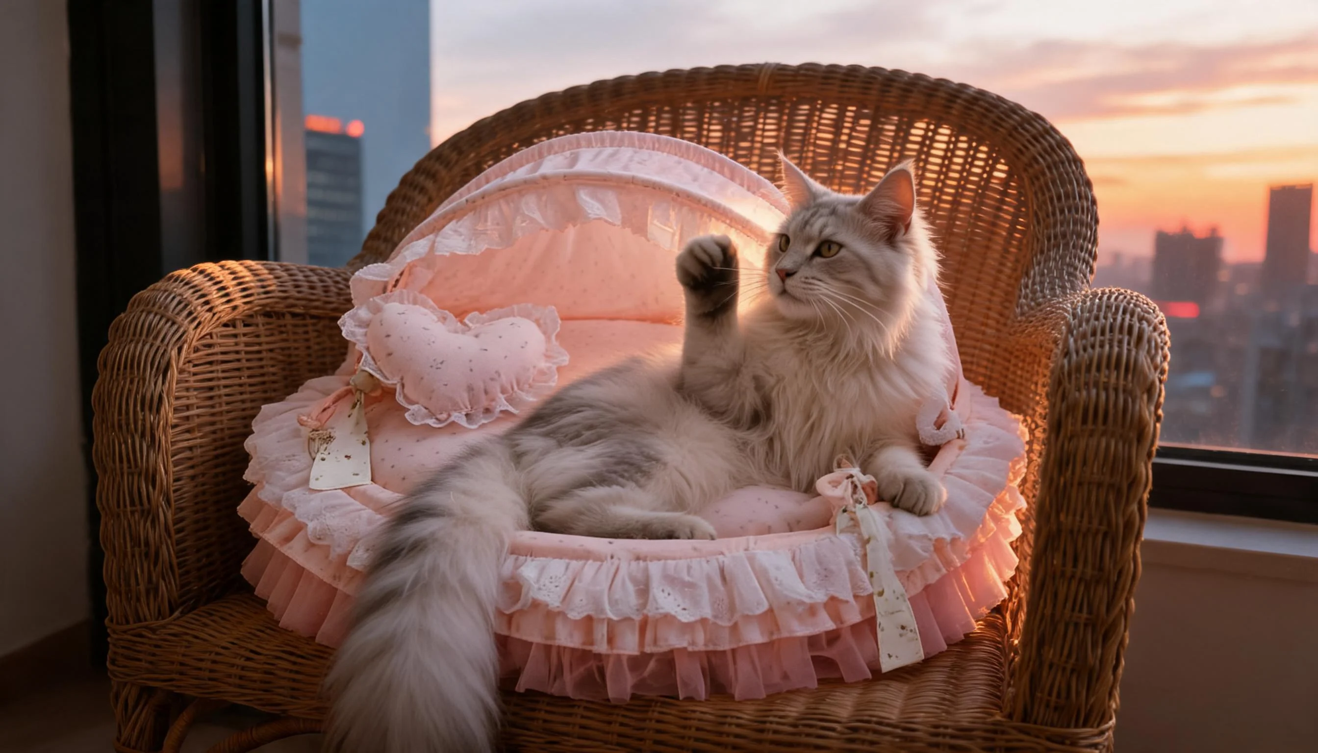 圆形蕾丝顶棚猫窝 · 傍晚阳台的缅因猫 · GuardHound