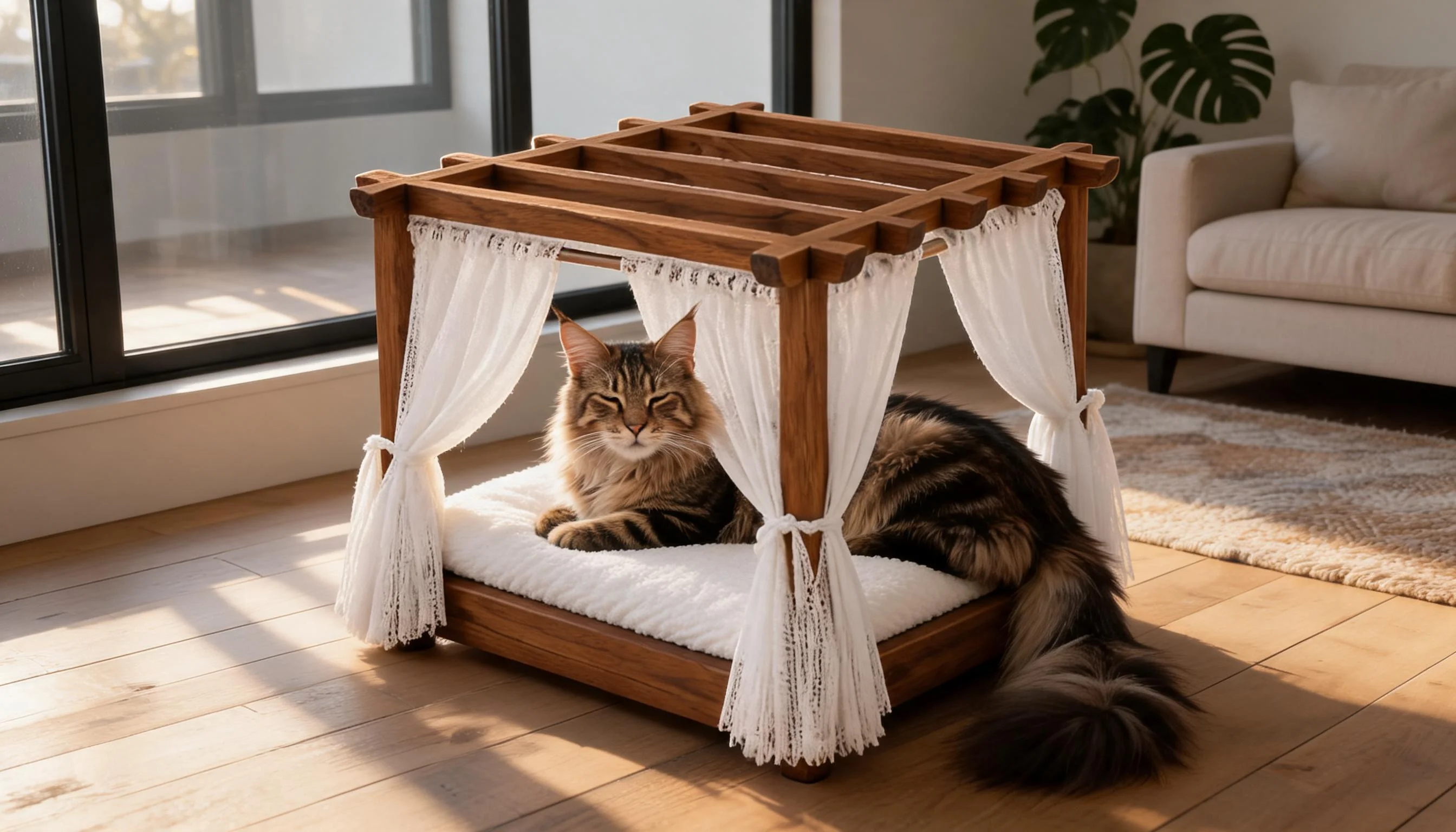 度假风实木猫床 · 深木色 · GuardHound
