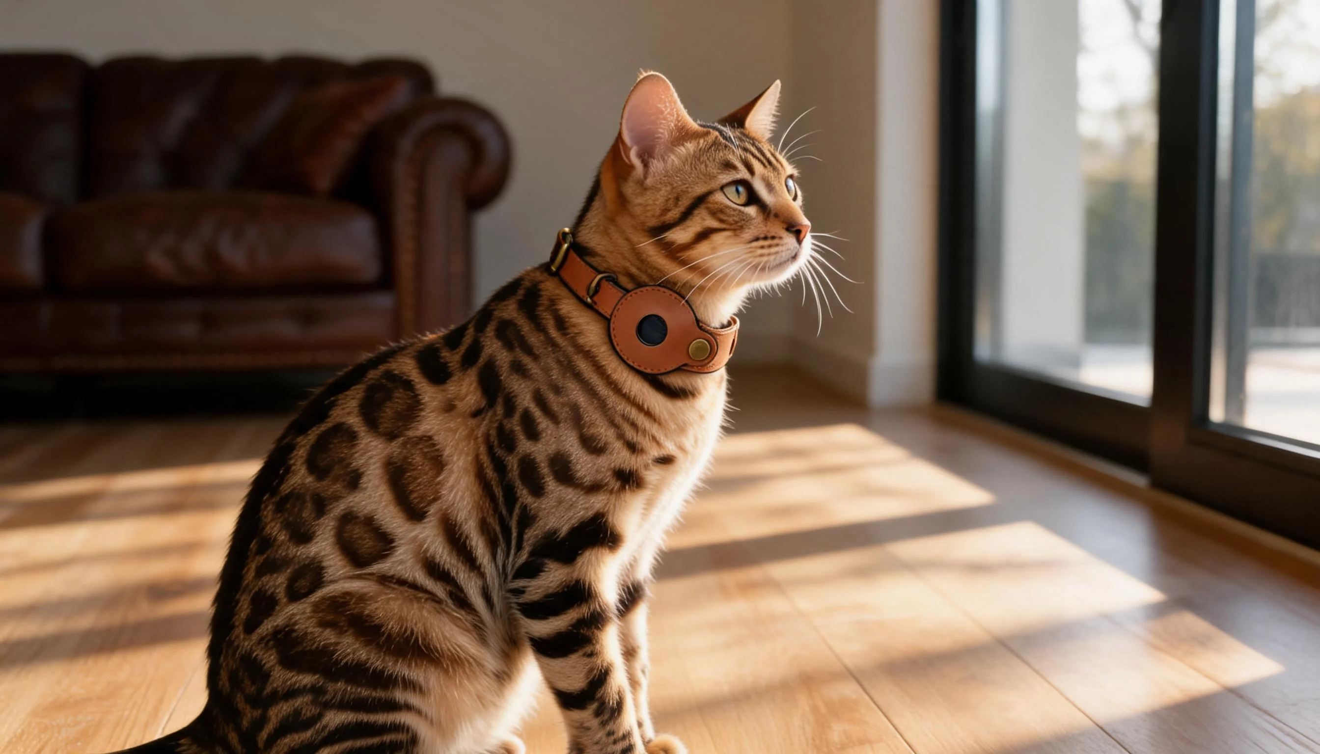 真皮项圈适配Air Tag · 午后孟加拉豹猫的凝视 · GuardHound