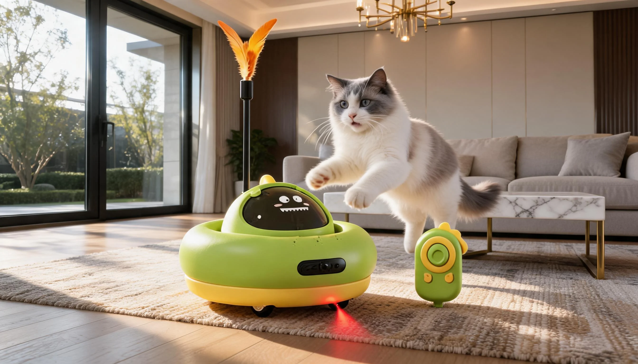 遥控电动逗猫玩具 · 激光与羽毛 · GuardHound