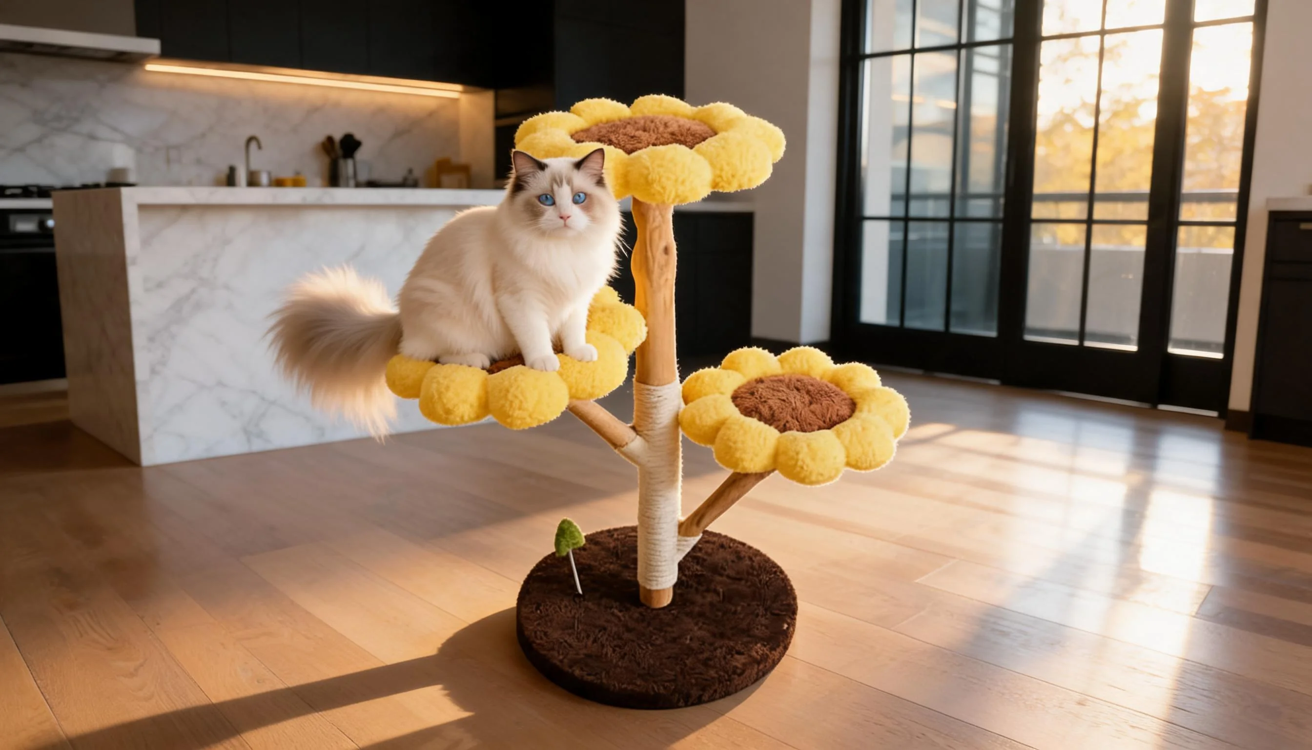 向日葵猫爬架 · 清晨厨房暖光 · GuardHound