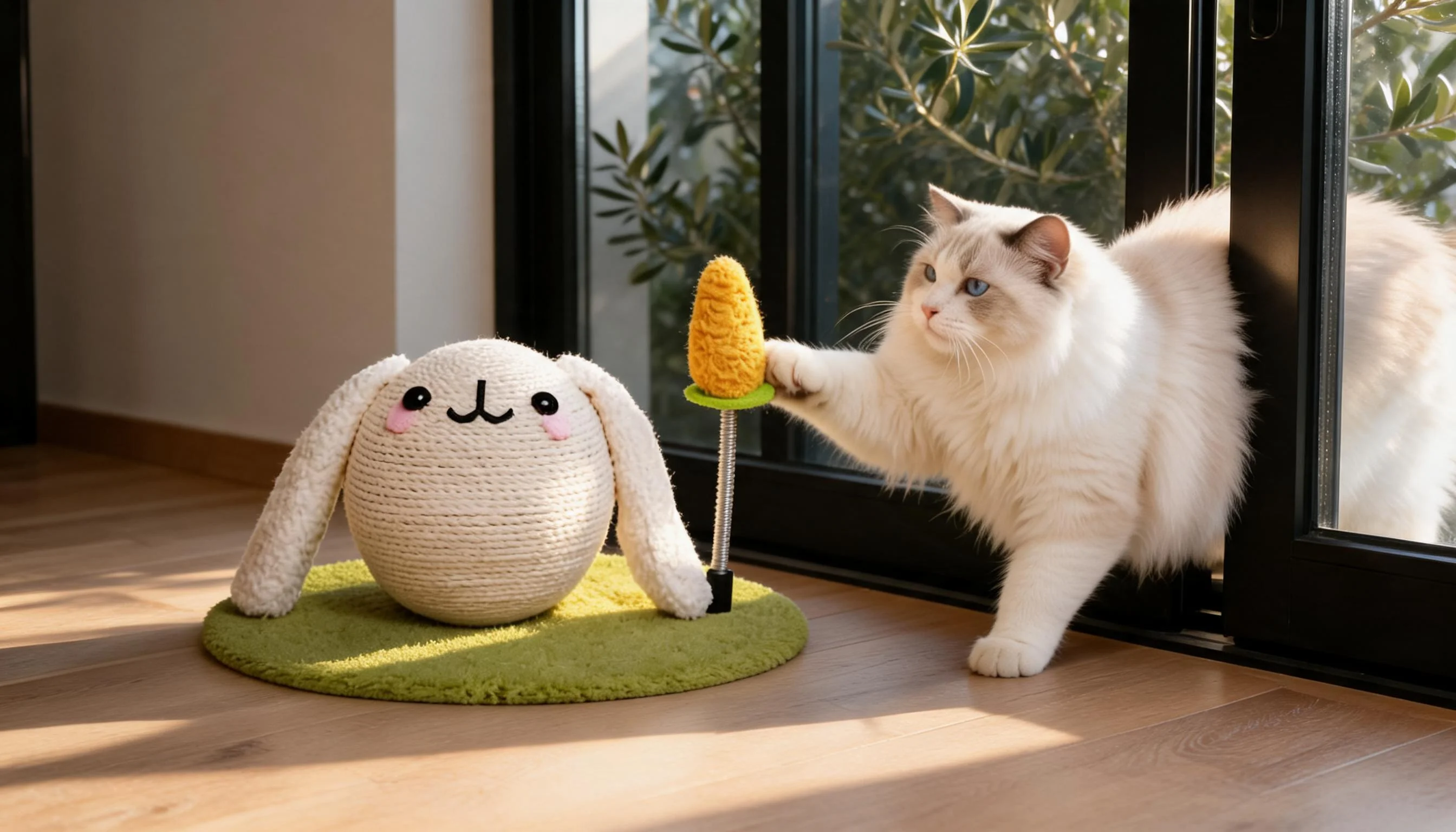 球形卡通兔子猫抓板 · 晨光客厅嬉戏 · GuardHound