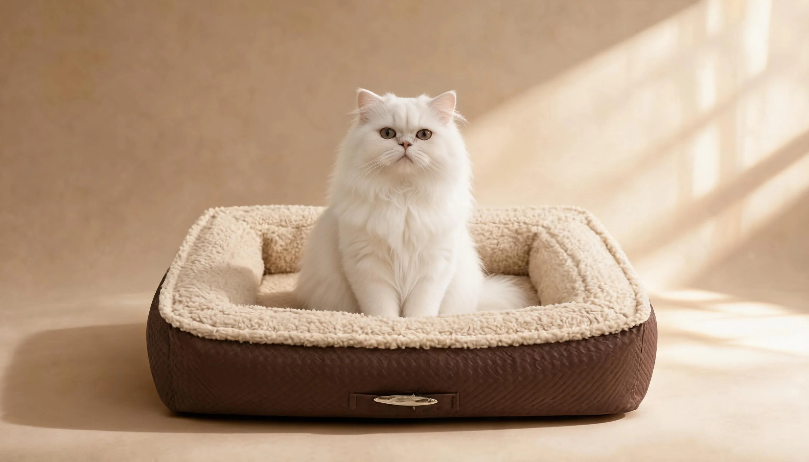 方形皮革加绒猫窝 · 晨光柔白 · GuardHound